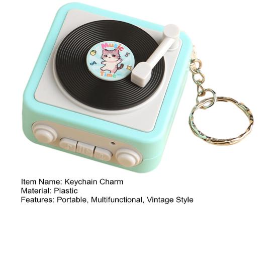 Mini Gramophone Keychain Charm Retro Gramophone Pendant with Recording Music Playback Function Cute Bag Charm for Backpack Fun Gift Idea