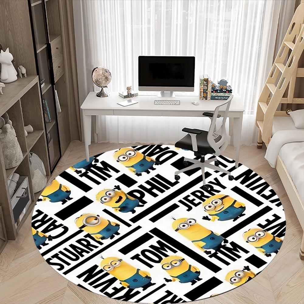 1PC Minions Characters Office Round Area Rug, Indoor Mat Suitable For Office, Under Office Chairs Bedroom Living Room Home Decor DT1212014