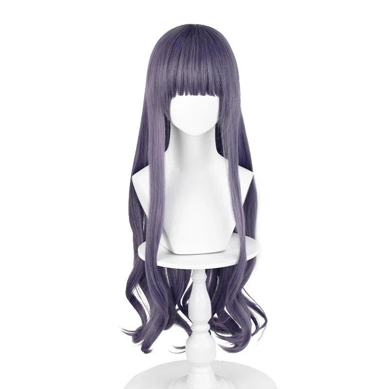 Daidouji Tomoyo Cosplay Wig Long Purple Gray Curly Unisex Heat Resistant Synthetic Hair Anime Party Wigs + Wig Cap