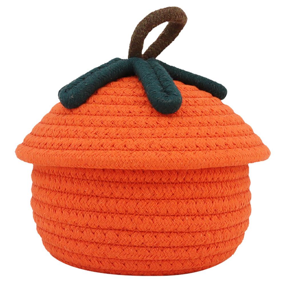 Halloween Woven Pumpkin Basket with Lid Pumpkin Gift Basket Multi-Function Cute Pumpkin Bucket Decorative for Candy Snacks