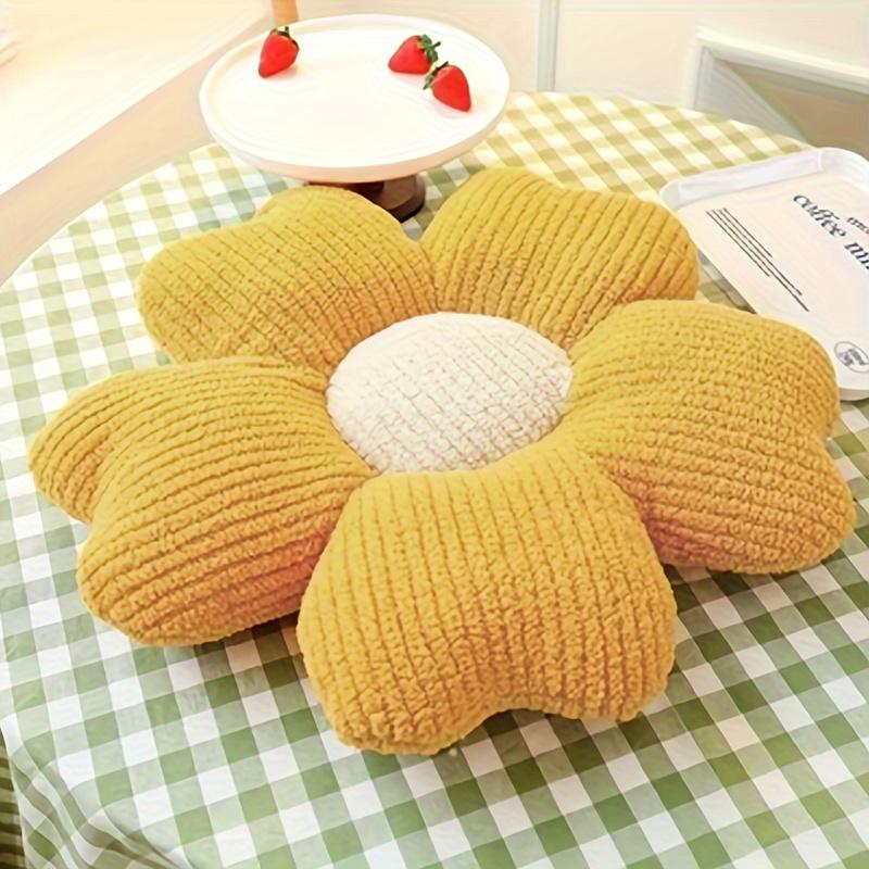 1pc Floral Knit Seat Cushion - Soft Breathable Five-Petal Flower Design, Washable Home Decor for Sofa, Dining Chair, or Table, Mixed Colors