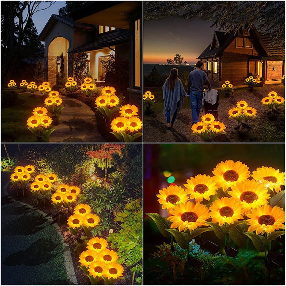 Outdoor Solar Sunflower Lanterns Courtyard Gardens Lawn Decorations Floor Lamps Simulated Landscape Plant Atmosphere Lights, Christmas Day Decorations