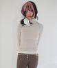 NOFFICIALNOFFICE Dot Two-Tone Layered Turtleneck Top Beige