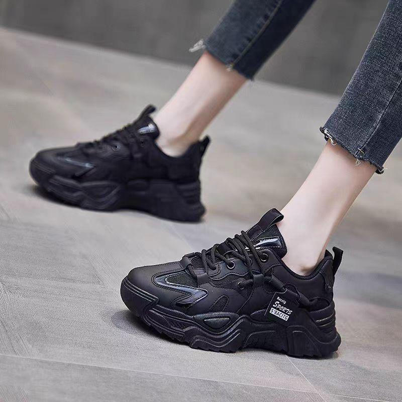 Platform Dad Shoes Women's New White Shoes Leather Casual Sneaker Spring and Autumn Shoes Tide