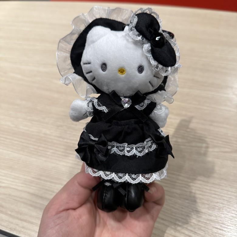 Lolita Plush Cat Girl Doll With Lace Bow And Heart Button For Car Keychain Decor