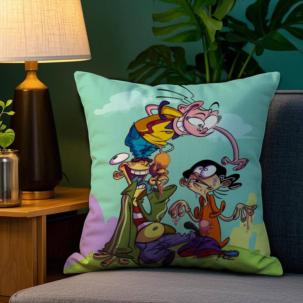 E-Ed Edd N Eddy Kissenbezug aus Plüschstoff, weich, doppelseitig bedruckt, Sofakissenbezug, Dekokissenbezüge