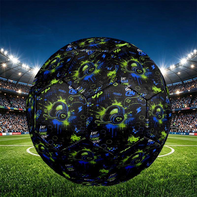 Game on Print Size 5 Soccer Ball, PU Wear Resistant Football for Match Training and Daily Practice, Birthday Gift for Soccer Fans