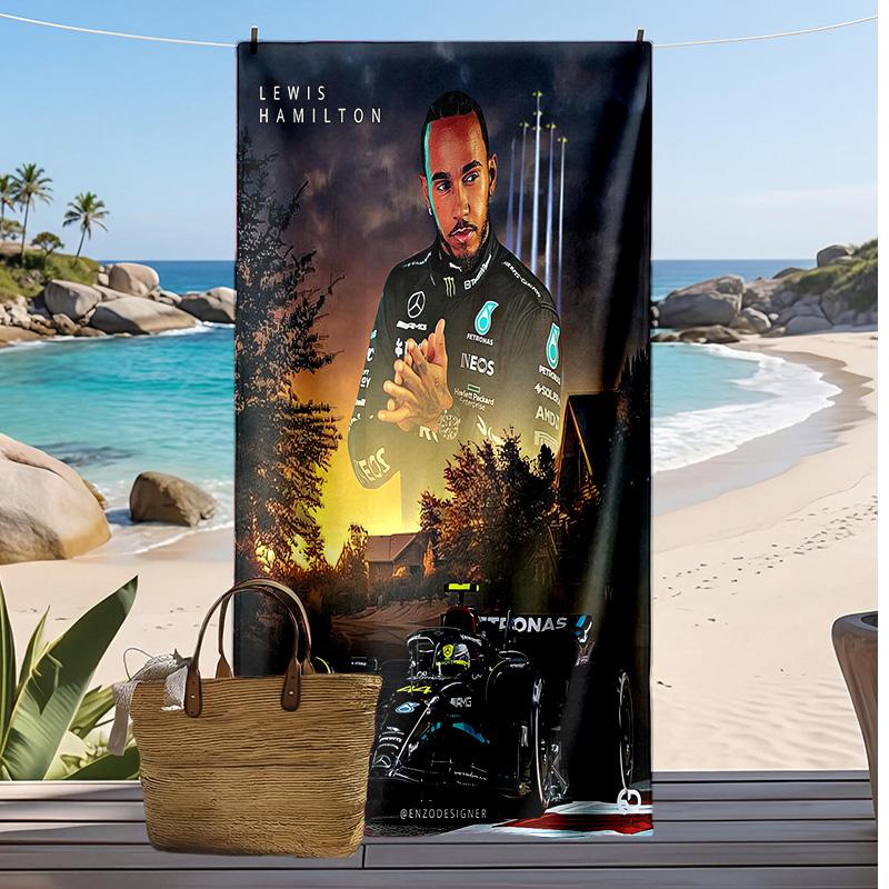 Lewis Hamilton Druck Strandtuch Weich Tragbar Schnell?Trockenes Handtuch für Pool Sommerurlaub Outdoor Sport