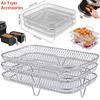 Stackable Air Fryer Rack Stainless Steel Airfryer Tray Durable Grill Basket Kitchen Gadgets