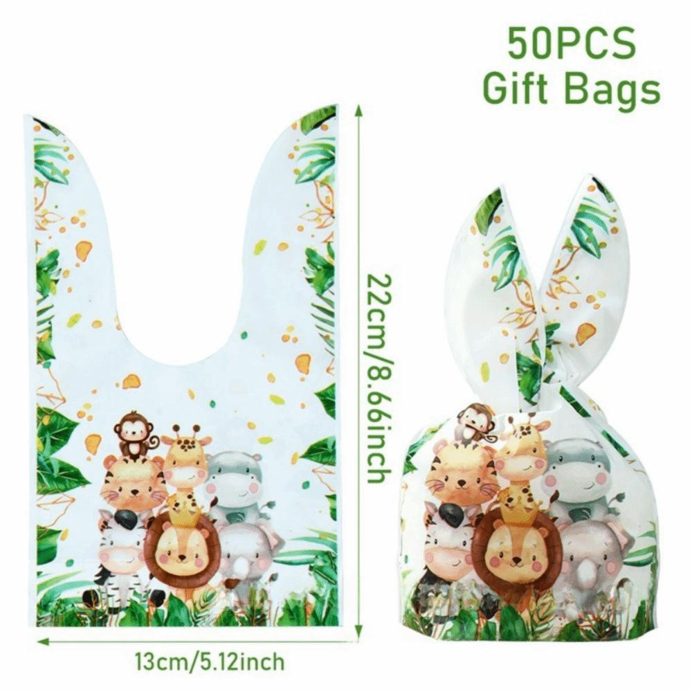 50Pcs Plastic Cookie Candy Bags Party Favors Gift Packaging Bag Cute Rabbit Ear Bags Easter Party