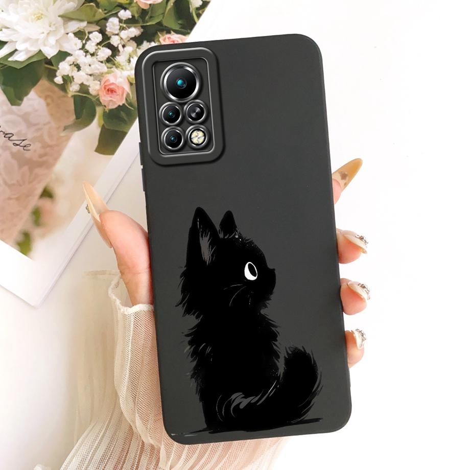 Fashion Painting Phone Case For Infinix Note 11 11s 11 Pro X697 X663 X698 Funda Soft Matte Silicone Bow Pattern Cartoon Cat Capa