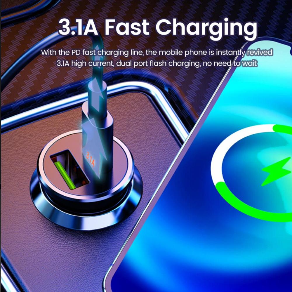 Rýchla nabíjačka do auta typu C PD Rýchle nabíjanie Adaptér na telefón do auta Pre iPhone 13 12 Xiaomi Samsung Mini USB C Nabíjačka do auta 3.1A