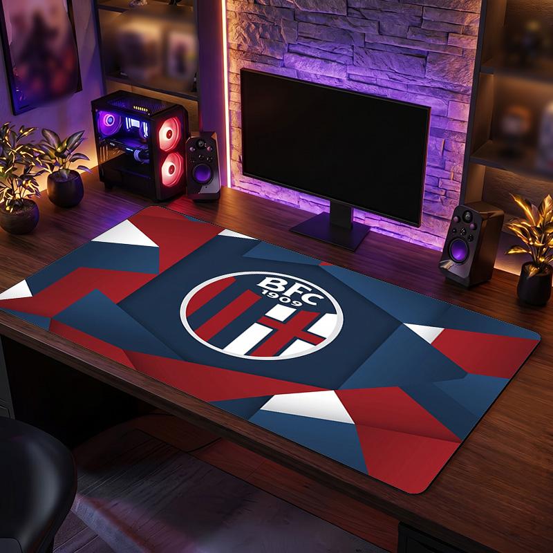 Bologna FC Theme Pattern Mouse Pad, Soccer Logo Design XXL Gaming Desk Mat Non-Slip Computer Mouse Pad
