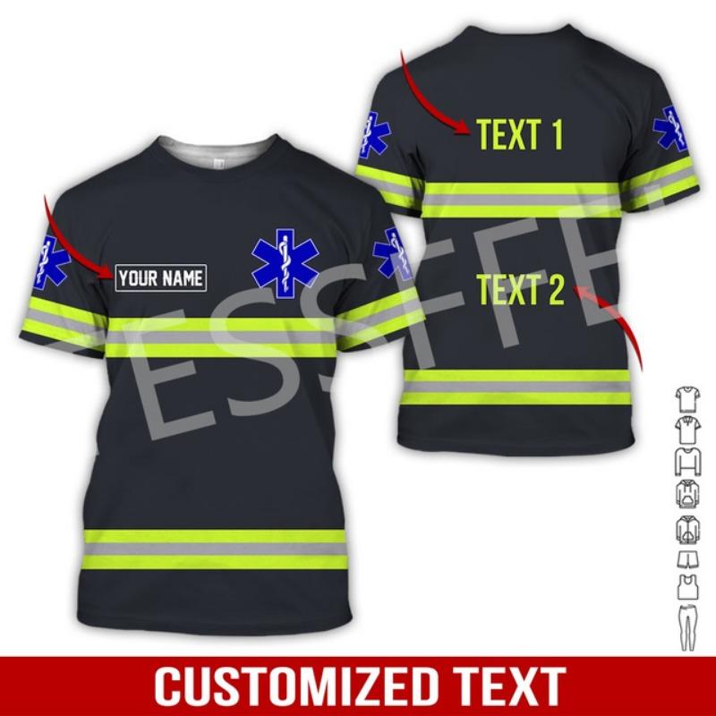 T-shirts personnalisés à manches courtes pour cosplay, EMS, ambulancier, ambulancier, tatouage, impression 3D, été, Harajuku, streetwear, décontracté, X4