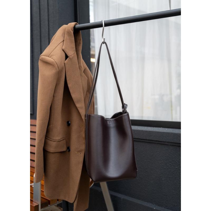 Genuine Leather Single-shoulder, Double-shoulder Crossbody Bag, High-end, Simple Cowhide Bag, Bucket Bag