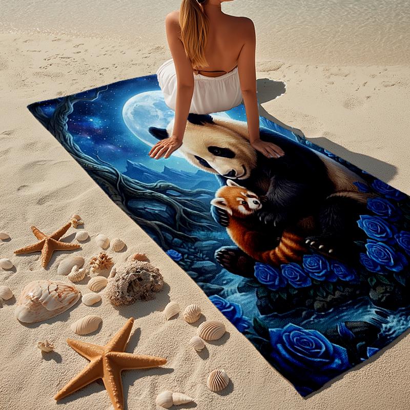 Colorful Panda Love Beach Towel, Super Soft Microfiber, Gift for Her/Him, Birthday, for Pool, Beach, Travel, Home Decor Fan Gifts