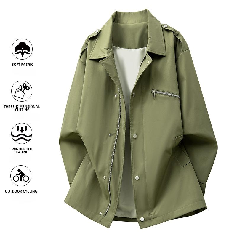 Men's Medium Length Style Jacket Spring Autumn Men Outwear Casual Men Women Jackets Lapel Coat Hip Hop Tops