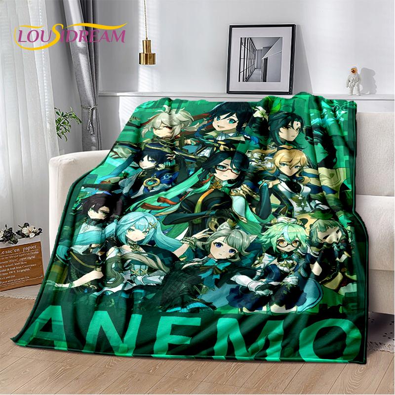 2025 Neue Genshin Impact Solo Cartoon Spiele Weiche Decke,Weiche Überwurfdecke für Zuhause Schlafzimmer Bett Sofa Picknick Reise Kindergeschenk
