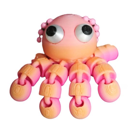 Keychain Pendant Octopus Shape 3D Printed Movable Joints Flexible Keychain Schoolbag Pendant Decompress Toy Souvenir