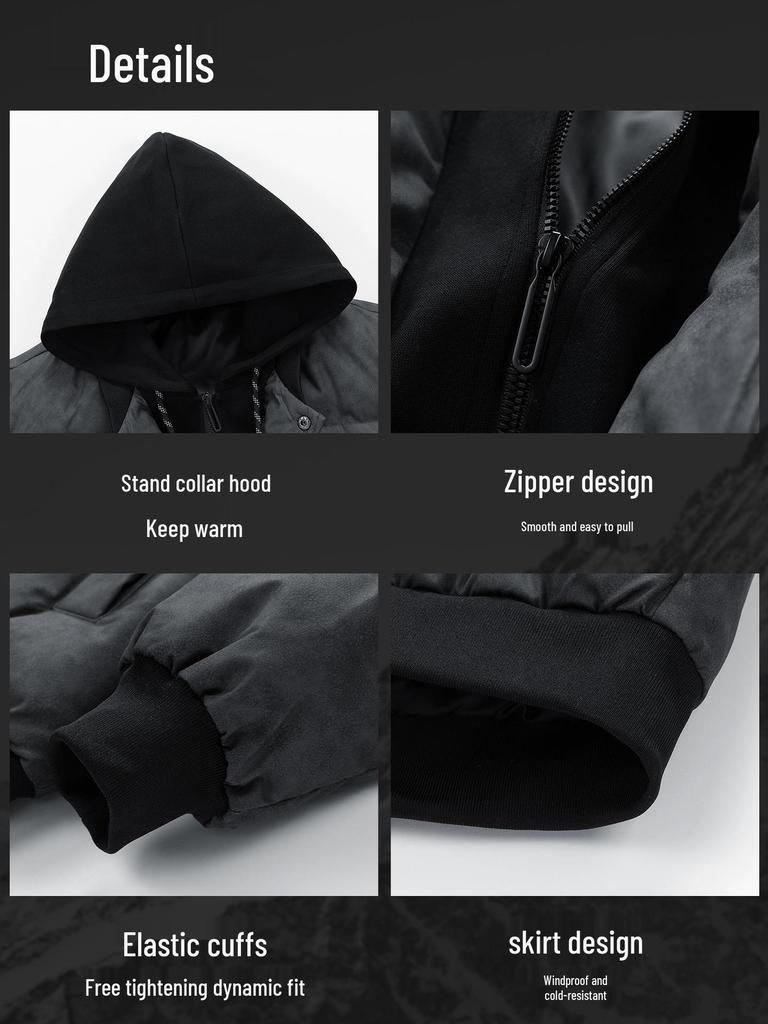 Men's Winter Thickened Hooded Cotton Jacket - Two-Piece Design, Warm Casual Outerwear
