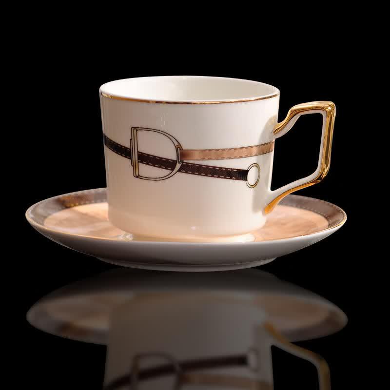 European Ceramic Coffee Cup and Saucer Set