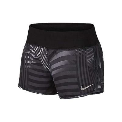 Cross Stripe Breathable Elastic Waist Sports Shorts Women Shorts Black 855536-010