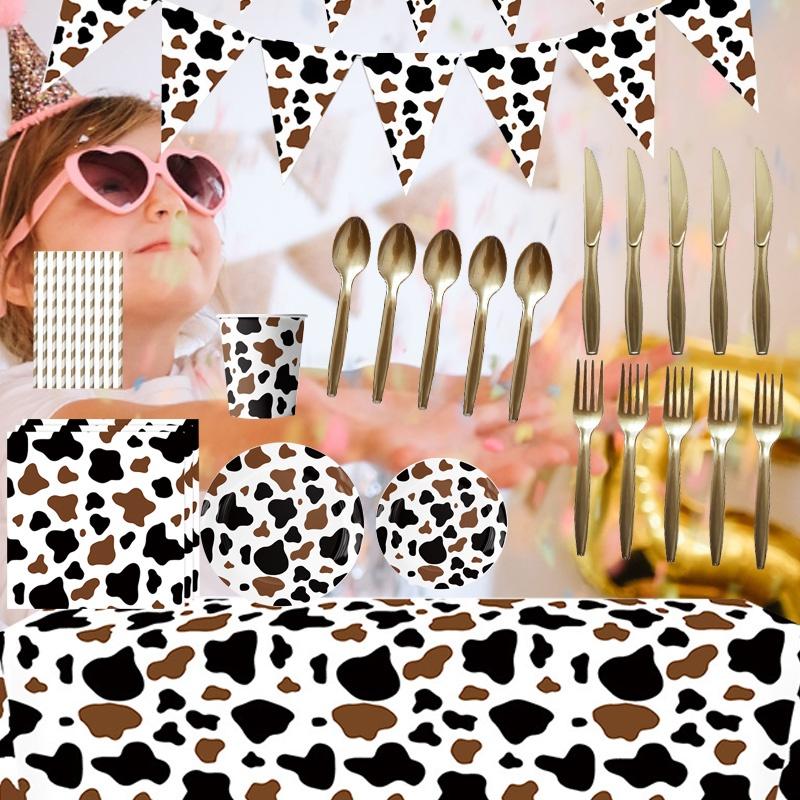 Decorative Cow Print Party Supplies Complete Set For Festive Occasions