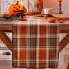 Halloween Autumn And Winter Vintage Orange-Red Plaid Table Runner Suitable For Banquet Parties, Dining Tables, And Everyday Home