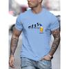 Katoenen T-shirt Zomer Heren 100% Katoen Casual Los Maat Springen in Bier Print Ronde Hals Korte Mouwen T-shirt Top