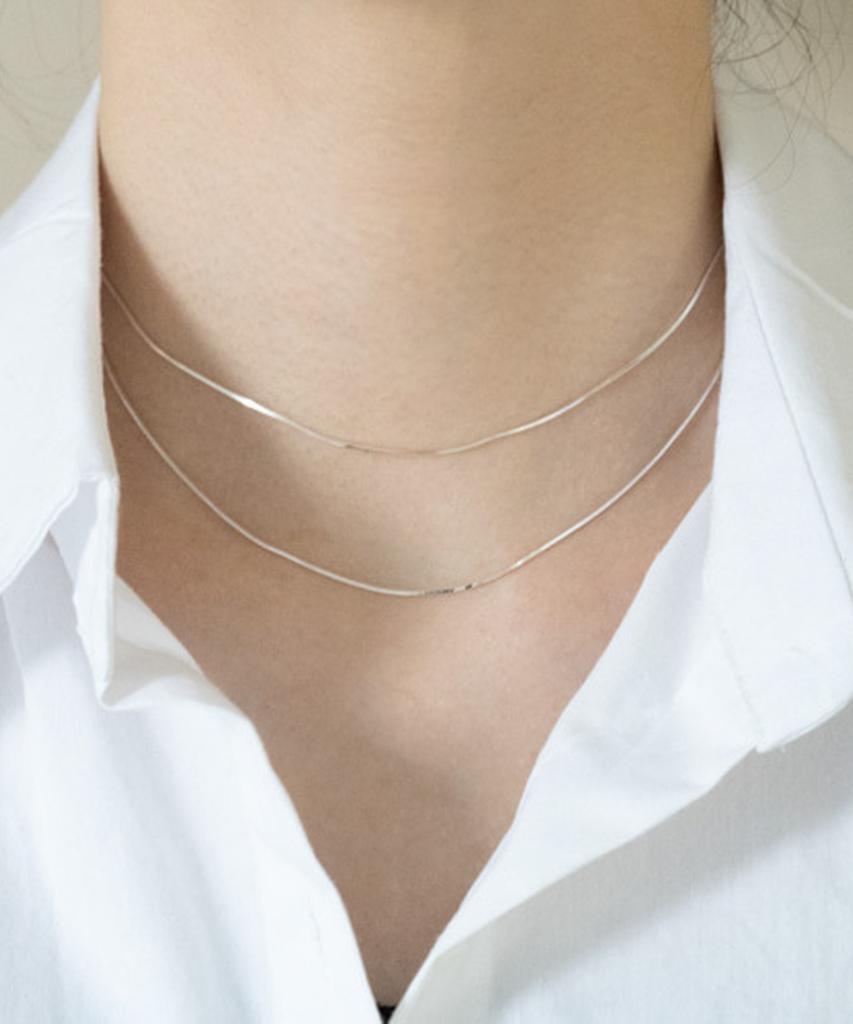 Alleun Silver 925 Square Chain Snake Chain Silver Necklace Choker Mini