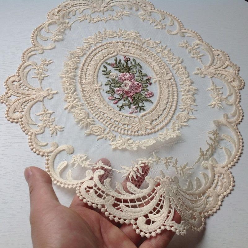Retro Avrupa Oval Dantel İşlemeli Bardak Altlığı Yatak Odası Çalışma Odası Mutfak Fincan Masa Matı Yiyecek Meyve Tabağı Kapak Bezi Noel Dekorasyonu