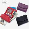 Women's RFID Anti-theft Brush Short Wallet Tricolor Genuine Leather Wallet Card Holder Clutch High Quality Large Capacity Coin Pocket Cash Purse
