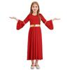 Flickor Ängel Cosplay Kostym Ängelklänning Långärmad Guldtrim Patchwork Balklänning Klänning Cosplay Fest Scenföreställning
