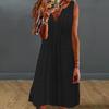 Summer Women Dress Hollow Out V Neck Sleeveless Vest Type Solid Color Loose A-line Big Hem Casual Soft Breathable Knee Length Beach Casual Commute