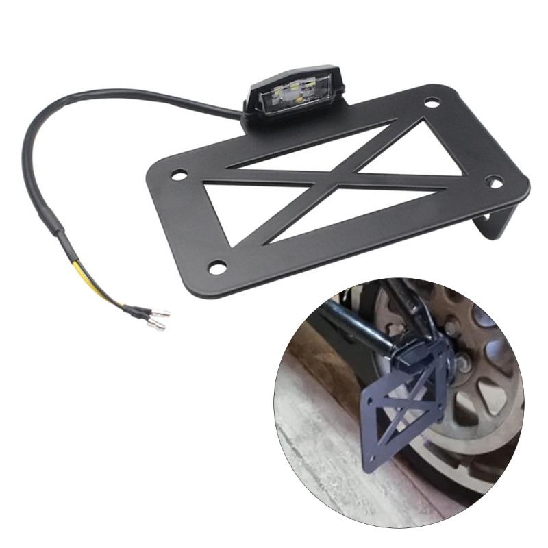 Vintage Motorcycle Bike Side Registration Mount License Plate Support Holder, Metal Frame Easy Installation