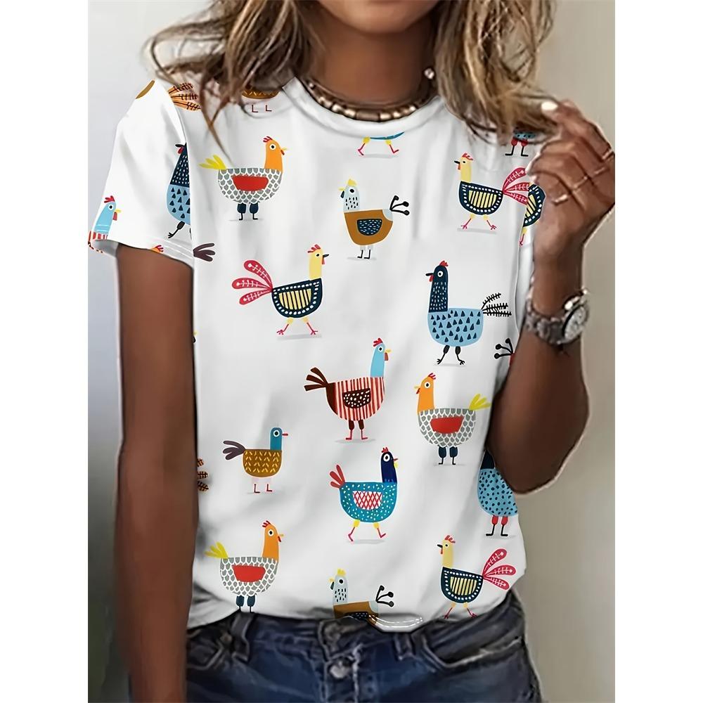 Women's Fashion Short-Sleeve T-Shirt Casual Comfortable Sunset Print Tops Elegant Womens Round Neck Top Everyday Versatile Tees