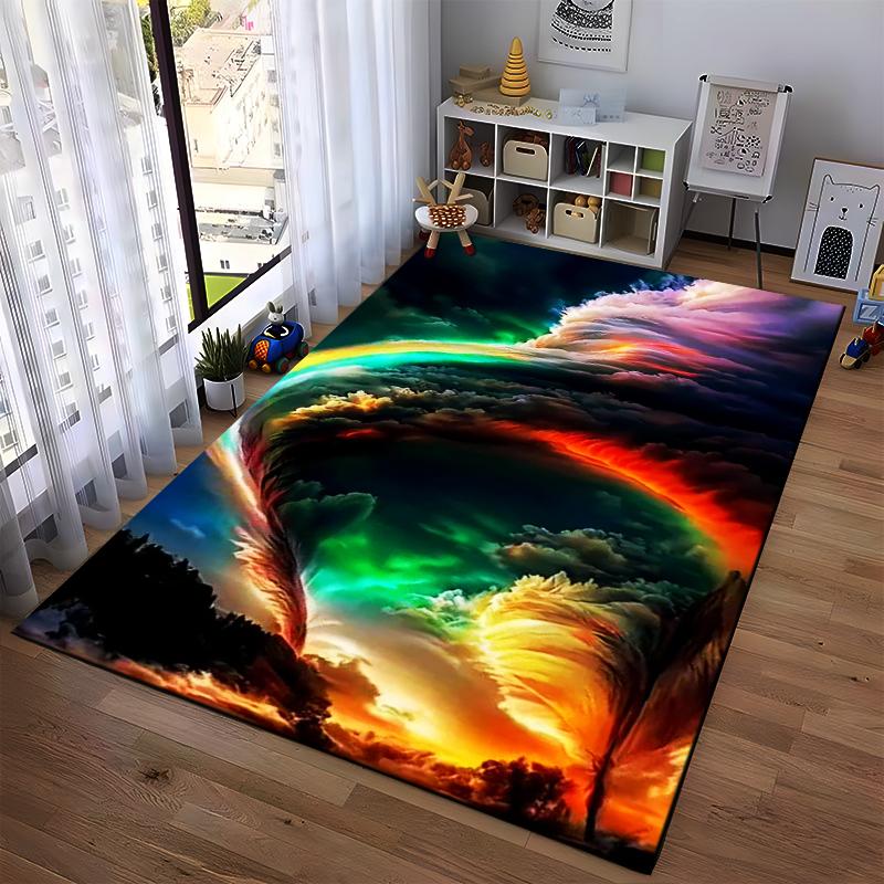 Colorful Abstract Sky and Clouds Pattern Carpet for Living Room Decor Suitable for use as an anti-slip for living room bedroom sofas