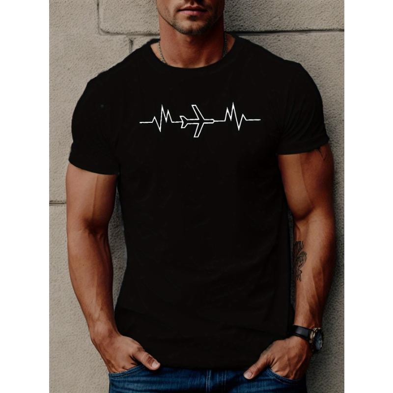 Europeiska storlekar Planmönster Tryck Herr Kortärmad Bekväm T-shirt, Grafisk T-shirt Herr Sommarkläder, Herrkläder