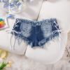 European & American Sexy Low-Waist Distressed Lace-Up Hot Pants for Women - Spring/Summer