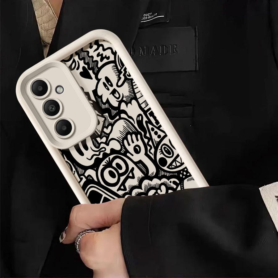 Super Cool Black Graffiti Soft Cover Phone Case for Samsung Galaxy A52 A72 A15 A35 A53 A25 A51 A54 A55 A52s A73 A71