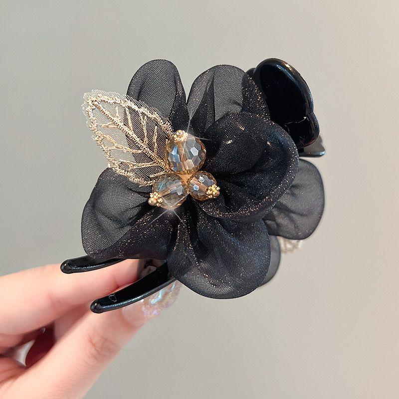 Delicate Velvet Bow Bun Hair Clip Large Premium Hair Clip French Pearl Back Hair Clip