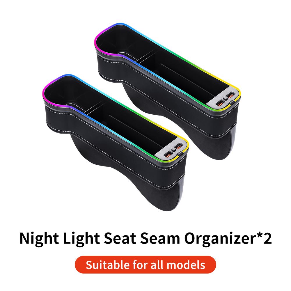 YZ Multifunktionale Becherhalter-Lücken-Aufbewahrungsbox Auto-Sitzlücken-QC3.0-USB 7 Farben Wechselnde LED Ladehilfe für Fahrzeuge