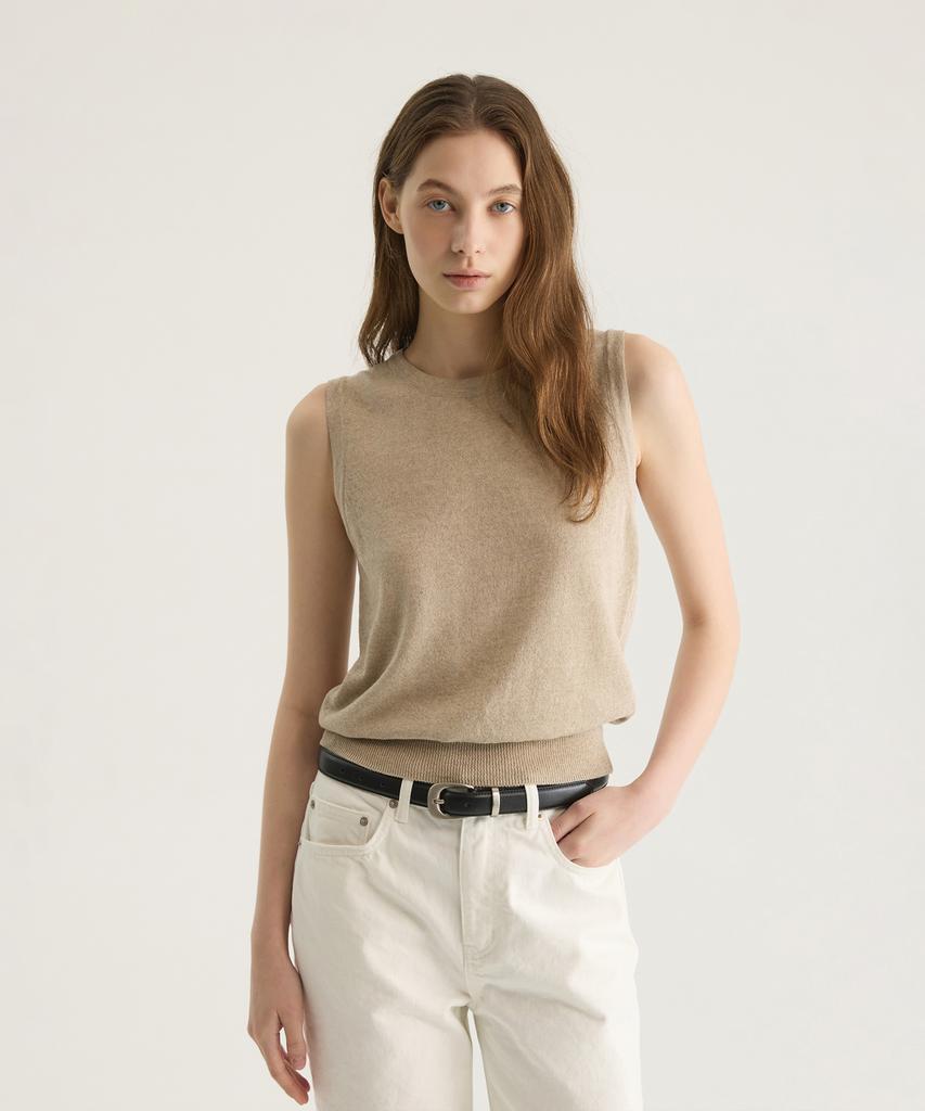 Oteumilkape Linen Sleeveless Knit - Oatmeal