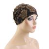 Stretch Fabric Sleep Beanie Cap Glitter Floral Print Hair Care Cap Hijab Inner Undercap  Sleep Use
