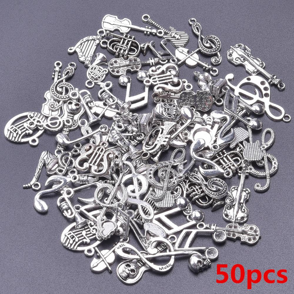 Série Musique Vintage Mélange Aléatoire Aile Guitare Note de Musique Charms en Gros Pour la Fabrication de Bijoux Matériaux DIY Pendentif Ruban Métallique