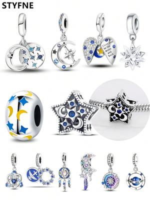 Charms Plata Stars And Moon Beads Charm Copper Plated Fit Charms Copperoriginal Bracelet For Jewelry Making Diy Charm