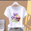 (Asian Size) Graphic Tee T Clothing Casual Fashion Trend Flower Cute 90s Print Female Casual  Women's Top Lady Short Sleeve T-shirt