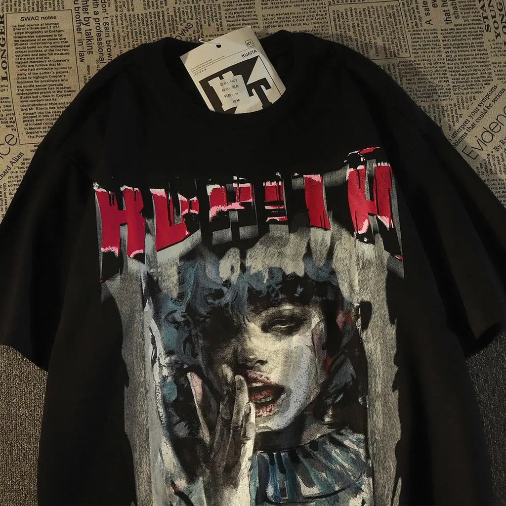 Tricouri bărbați vară plajă Harajuku casual Loose O-Neck supradimensionate femei Y2K mânecă scurtă topuri plajă tricouri moda retro imprimare