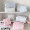 Bow Striped Grid Pattern Toiletry Pouch Korean Style Cloth Portable Beauty Case  Vacation Travel