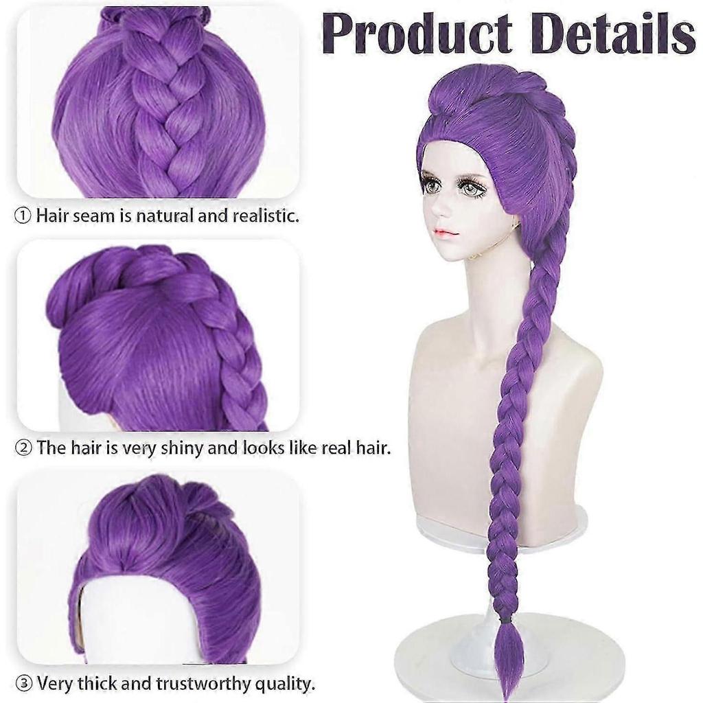 Demon Hunters Costume Wigs Cosplay for Kids, Rumi Costume Wigs Purple Braids Wig Halloween Cosplay Props, Anime Cosplay Wig